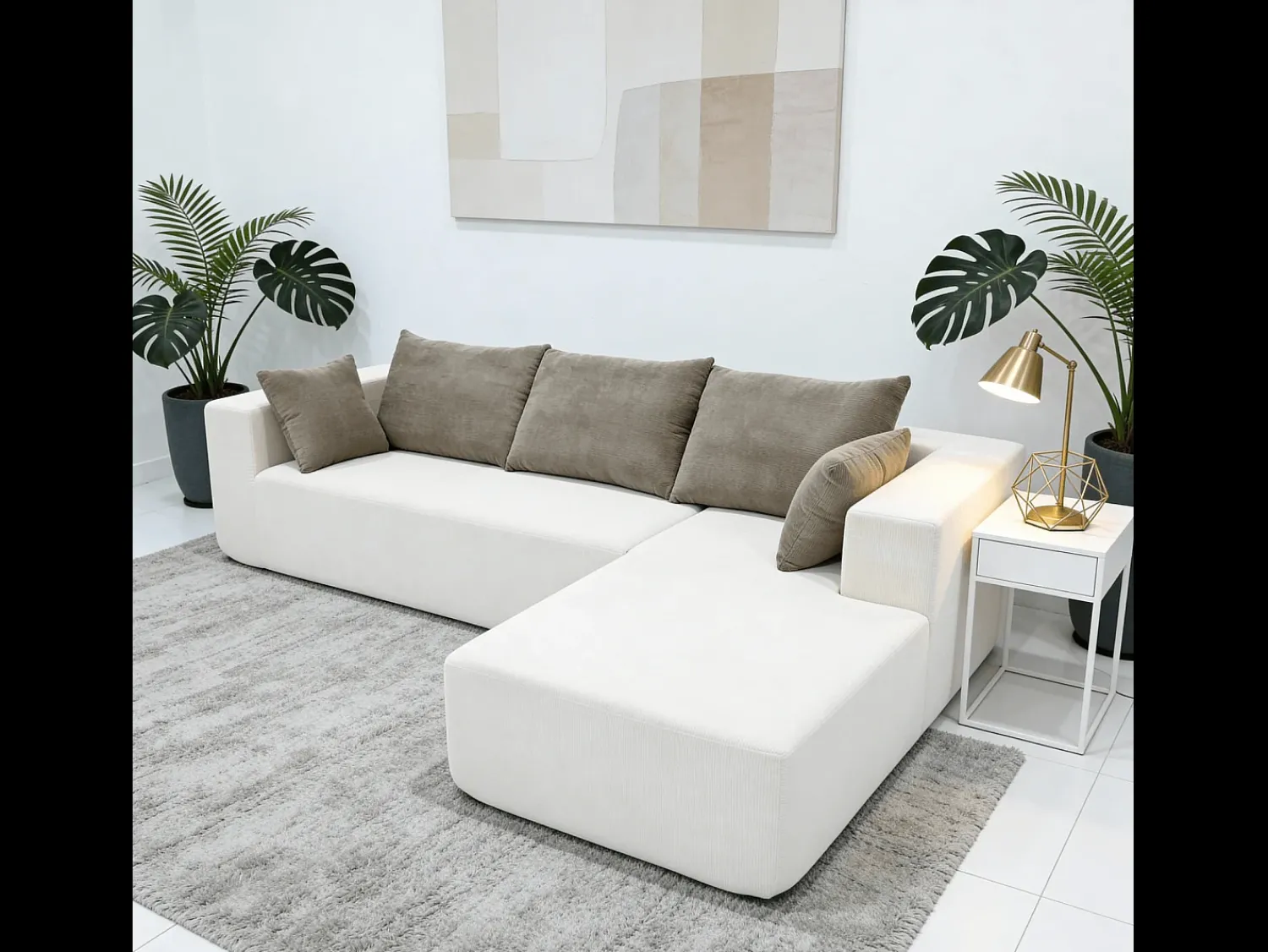 Clearance Sofá de sala Luna 3 lugares - branco areia direita Branco sujo