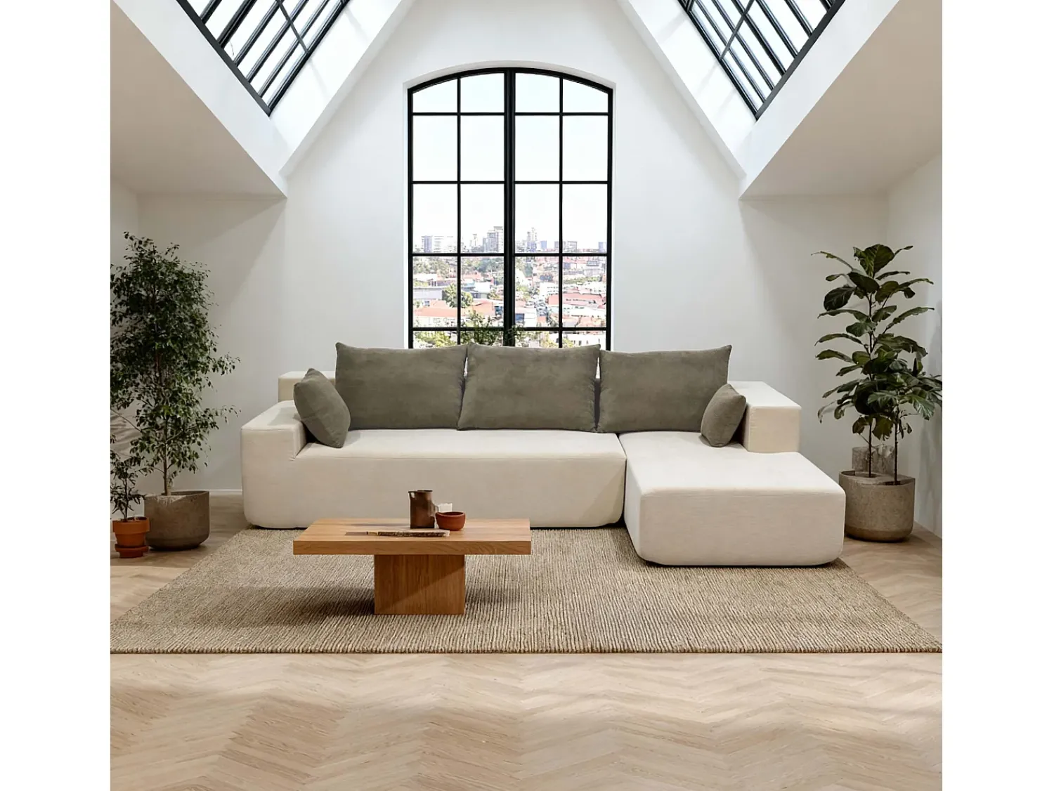 Clearance Sofá de sala Luna 3 lugares - branco areia direita Branco sujo