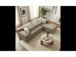 Sofá* Sofá de sala Luna 3 lugares - areia branco esquerda Bege