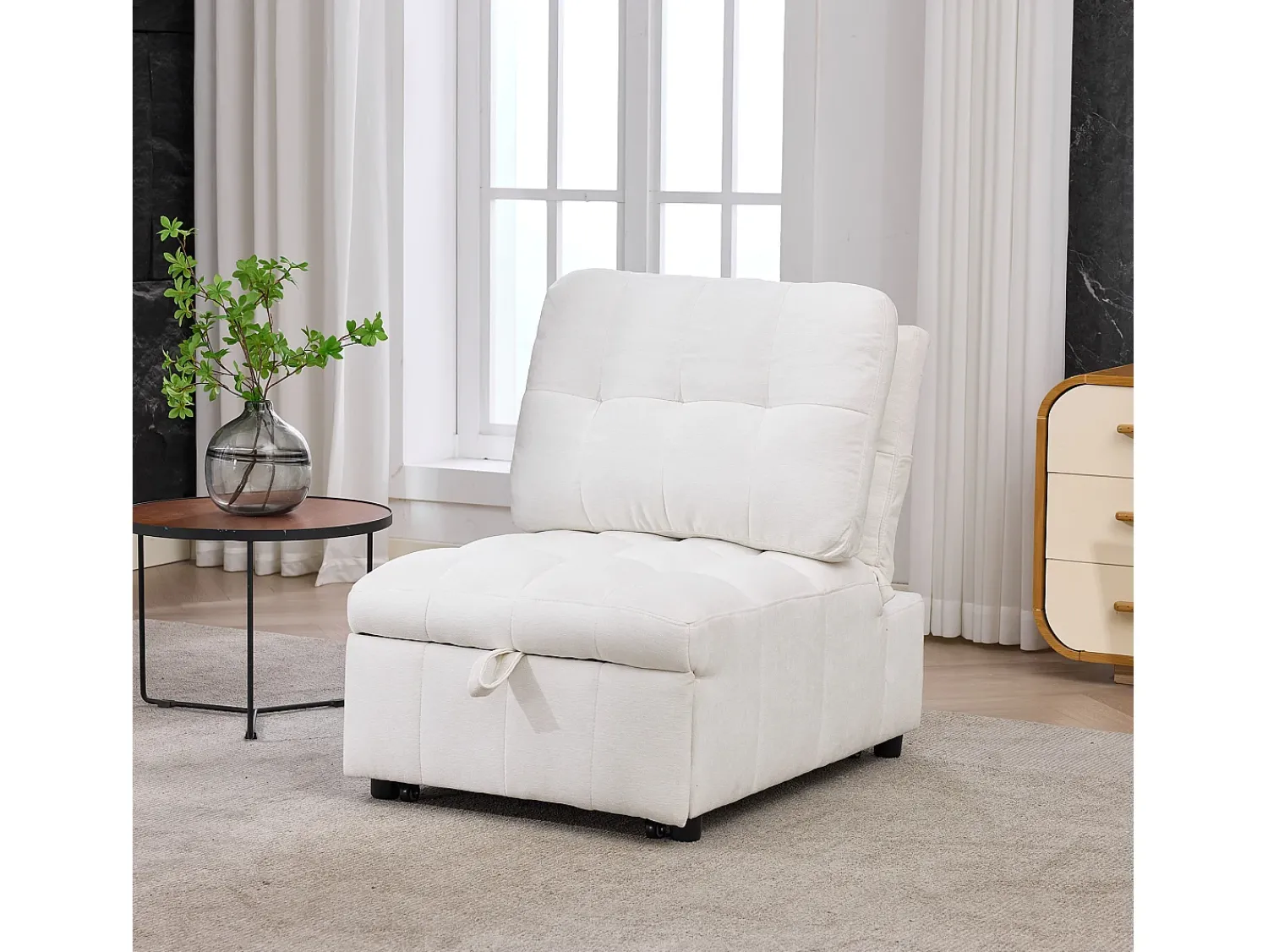 Sofá|ModernLuxe Sofá de um lugar - 68x95x76 cm - encosto ajustável - profundidade do assento ajustável - Branco