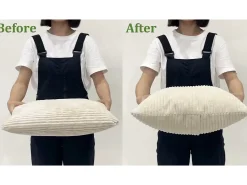 Sofá|DripeX Sofá de veludo com nervuras com telhas de 3, grande sofá reto moderno acolchoado com assentos extras profundos de 53 cm - 2 almofadas - 220x76x84cm - cinza cinza Cinzento