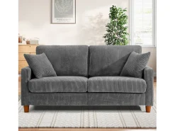 Sofá*DripeX Sofá de veludo cotelê de 2 lugares, Sofá estofado moderno reto grande com assentos extra profundos 56cm - 2 almofadas - 178x76x89cm - Cinzento