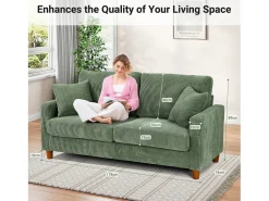 DripeX Sofá de veludo de 2 -sete, com 2 almofadas, assentos de 56 cm de profundidade, 178x76x89cm,^ Sofá