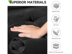 Sofá|DripeX Sofá de veludo de 2 - sofá, sofá moderno da sala de estar, com apoios de braços cônicos e pés, uma parte de baixo - 148,5x78x85cm Preto