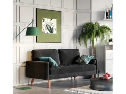 Sofá|DripeX Sofá de veludo de 2 - sofá, sofá moderno da sala de estar, com apoios de braços cônicos e pés, uma parte de baixo - 148,5x78x85cm Preto