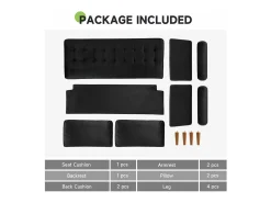 Sofá|DripeX Sofá de veludo de 2 - sofá, sofá moderno da sala de estar, com apoios de braços cônicos e pés, uma parte de baixo - 148,5x78x85cm Preto