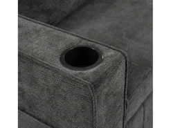 ModernLuxe Sofá dobrável moderno para 2 pessoas - com porta-copos - com portas de carregamento USB - com almofadas - tecido de pelúcia - Cinza^ Sofá