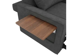 New ModernLuxe Sofá dobrável multifuncional - com portas de carregamento USB - com suporte para telefone - Tecido de veludo cotelê - Cinza Cinzento