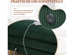 Merax Sofá em U - 265 x 135 x 88 cm - com LEDs + porta USB-C + 4 almofadas - veludo -^ Sofá