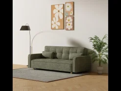 New Concept-Usine Sofá escandinavo conversível de 3 lugares em veludo cotelê COPENHAGUE Verde
