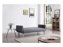 Sofá*Concept-Usine Sofá escandinavo conversível de 3 lugares cinza MALMO - Estilo Escandinavo, Pés em Madeira, Conversível em Cama Cinzento
