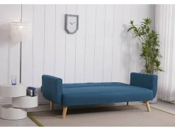 Concept-Usine Sofá Escandinavo Conversível 3 Lugares Azul Pato MALMO em Veludo - Confortável e Moderno^ Sofá