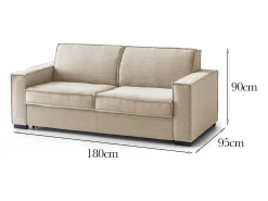 Sofá*Talamo Italia Sofá fixo Daalder, sofá de 2 lugares, 100% Fabricado na Itália, Sofá da sala em tecido, com braços padrão, 180x95h90 cm, Bege