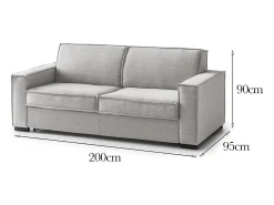 Sofá|Talamo Italia Sofá fixo Daarn, sofá de 3 lugares, 100% Fabricado na Itália, Sofá da sala em tecido, com braços finos, 200x95h90 cm, Cinza Cinzento