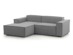 Talamo Italia Sofá fixo Daniela, Sofá modular grande de 2 lugares com península esquerda, 100% Fabricado na Itália, Sofá de tecido moderno, 240x170h70 cm, Cinza Cinzento