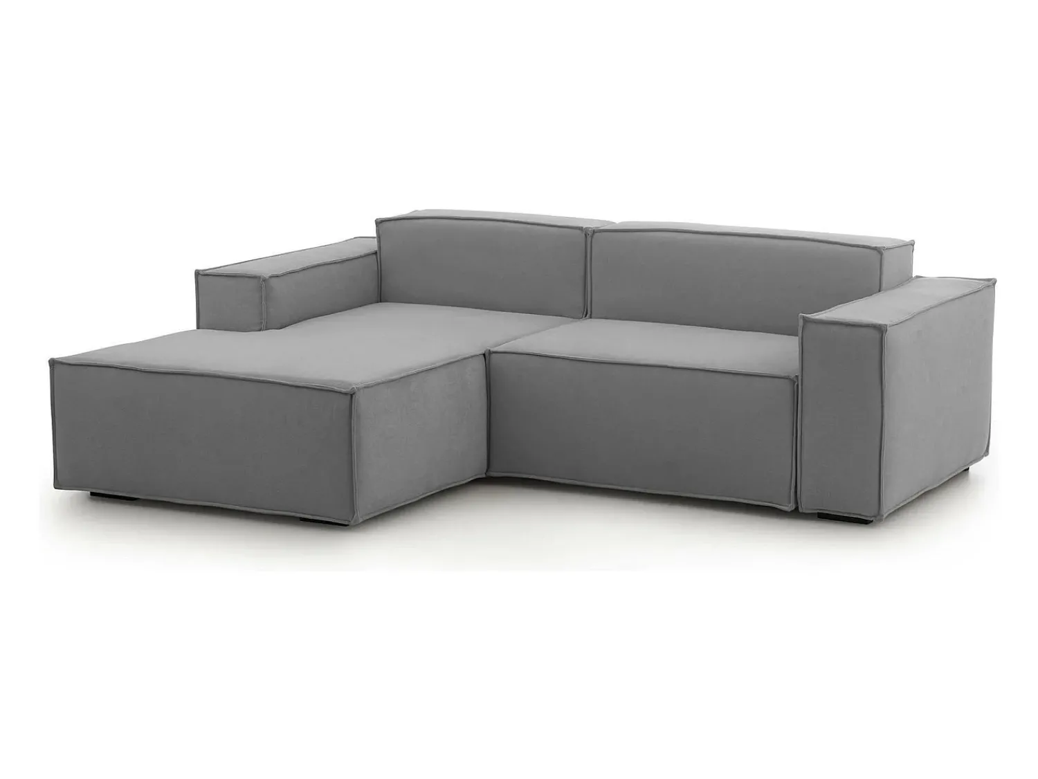 Talamo Italia Sofá fixo Daniela, Sofá modular grande de 2 lugares com península esquerda, 100% Fabricado na Itália, Sofá de tecido moderno, 240x170h70 cm, Cinza Cinzento