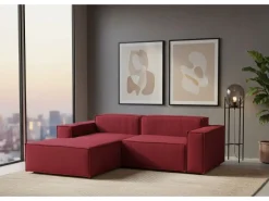 Sofá|Talamo Italia Sofá fixo Daniela, Sofá modular grande de 2 lugares com península esquerda, 100% Fabricado na Itália, Sofá de tecido moderno, 240x170h70 cm, Vermelho