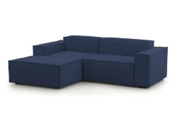 Sofá*Talamo Italia Sofá fixo Daniela, Sofá modular grande de 2 lugares com península esquerda, 100% Fabricado na Itália, Sofá de tecido moderno, 240x170h70 cm, Azul