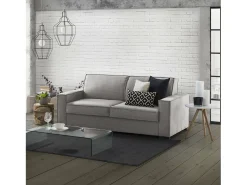Sofá*Talamo Italia Sofá fixo Dauder, sofá de 2 lugares, 100% Fabricado na Itália, Sofá da sala em tecido, com braços finos, 160x95h90 cm, Cinza Cinzento
