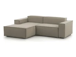 Sofá|Talamo Italia Sofá fixo Dcagnan, Sofá modular grande de 2 lugares com península esquerda, 100% Fabricado na Itália, Sofá de tecido moderno, 240x170h70 cm, Taupe Cinzento