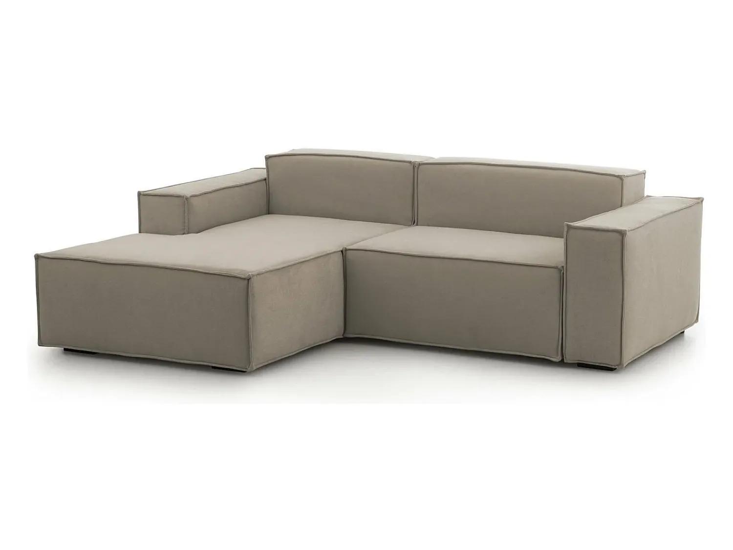 Sofá|Talamo Italia Sofá fixo Dcagnan, Sofá modular grande de 2 lugares com península esquerda, 100% Fabricado na Itália, Sofá de tecido moderno, 240x170h70 cm, Taupe Cinzento