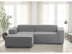 Talamo Italia Sofá fixo Dcagnan, Sofá modular grande de 2 lugares com península esquerda, 100% Fabricado na Itália, Sofá de tecido moderno, 240x170h70 cm, Cinza^ Sofá