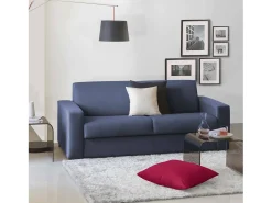 Discount Talamo Italia Sofá fixo Dciucc, sofá de 3 lugares, 100% Fabricado na Itália, Sofá da sala em tecido acolchoado, com braços padrão, 220x95h90 cm, Azul