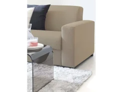 Sofá*Talamo Italia Sofá fixo Dciucc, sofá de 3 lugares, 100% Fabricado na Itália, Sofá da sala em tecido acolchoado, com braços padrão, 220x95h90 cm, Bege