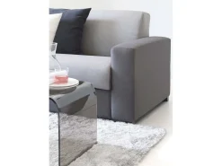 Discount Talamo Italia Sofá fixo Dciucc, sofá de 3 lugares, 100% Fabricado na Itália, Sofá da sala em tecido acolchoado, com braços padrão, 220x95h90 cm, Cinza e Antracite Cinzento