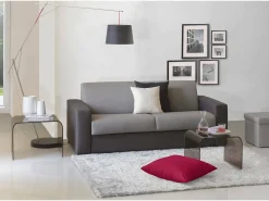 Discount Talamo Italia Sofá fixo Dciucc, sofá de 3 lugares, 100% Fabricado na Itália, Sofá da sala em tecido acolchoado, com braços padrão, 220x95h90 cm, Cinza e Antracite Cinzento