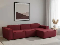 Sofá|Talamo Italia Sofá fixo Ddzek, sofá modular de 3 lugares com península direita, 100% Fabricado na Itália, Sofá de tecido moderno, 300x170h70 cm, Vermelho
