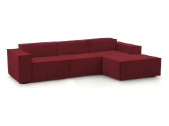 Sofá|Talamo Italia Sofá fixo Ddzek, sofá modular de 3 lugares com península direita, 100% Fabricado na Itália, Sofá de tecido moderno, 300x170h70 cm, Vermelho
