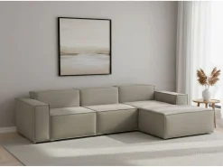 Talamo Italia Sofá fixo Ddzek, sofá modular de 3 lugares com península direita, 100% Fabricado na Itália, Sofá de tecido moderno, 300x170h70 cm, Taupe^ Sofá