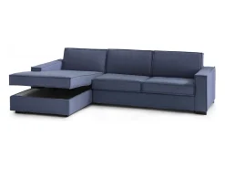 New Talamo Italia Sofá fixo Dfabbia, Sofá de canto, 100% Fabricado na Itália, Sofá da sala com, Península esquerda, com braços padrão, 280x95h90 cm, Azul