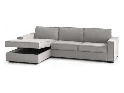 Talamo Italia Sofá fixo Dfabbia, Sofá de canto, 100% Fabricado na Itália, Sofá da sala com, Península esquerda, com braços padrão, 280x95h90 cm, Cinza^ Sofá