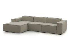 Sofá*Talamo Italia Sofá fixo Dflori, sofá modular de 3 lugares com península esquerda, 100% Fabricado na Itália, Sofá de tecido moderno, 300x170h70 cm, Taupe Cinzento