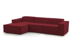 Sofá*Talamo Italia Sofá fixo Dflori, sofá modular de 3 lugares com península esquerda, 100% Fabricado na Itália, Sofá de tecido moderno, 300x170h70 cm, Vermelho
