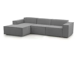 Talamo Italia Sofá fixo Dflori, sofá modular de 3 lugares com península esquerda, 100% Fabricado na Itália, Sofá de tecido moderno, 300x170h70 cm, Cinza^ Sofá