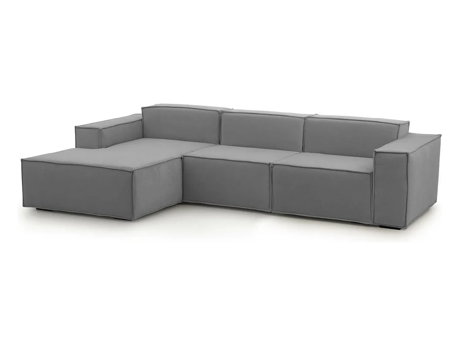 Talamo Italia Sofá fixo Dflori, sofá modular de 3 lugares com península esquerda, 100% Fabricado na Itália, Sofá de tecido moderno, 300x170h70 cm, Cinza^ Sofá