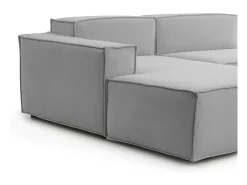 Talamo Italia Sofá fixo Dflori, sofá modular de 3 lugares com península esquerda, 100% Fabricado na Itália, Sofá de tecido moderno, 300x170h70 cm, Cinza^ Sofá