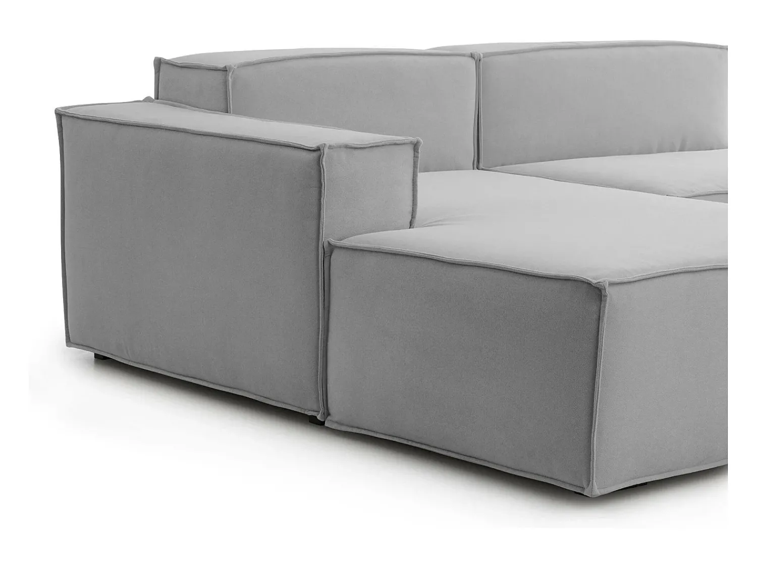Talamo Italia Sofá fixo Dflori, sofá modular de 3 lugares com península esquerda, 100% Fabricado na Itália, Sofá de tecido moderno, 300x170h70 cm, Cinza^ Sofá