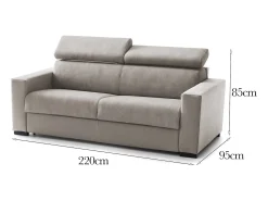 Talamo Italia Sofá fixo Dfrar, sofá de 3 lugares, 100% Made in Italy, Sofá de sala, em tecido acolchoado, com apoios de cabeça ajustáveis ​​e braços standard, 220x95h85 cm, Taupe^ Sofá