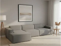 Sofá|Talamo Italia Sofá fixo Dgarzy, sofá modular de 4 lugares com península esquerda, 100% Fabricado na Itália, Sofá de tecido moderno, 340x170h70 cm, Cinza Cinzento
