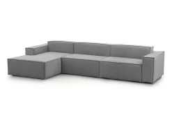 Sofá|Talamo Italia Sofá fixo Dgarzy, sofá modular de 4 lugares com península esquerda, 100% Fabricado na Itália, Sofá de tecido moderno, 340x170h70 cm, Cinza Cinzento