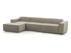 Sofá*Talamo Italia Sofá fixo Dgarzy, sofá modular de 4 lugares com península esquerda, 100% Fabricado na Itália, Sofá de tecido moderno, 340x170h70 cm, Taupe Cinzento