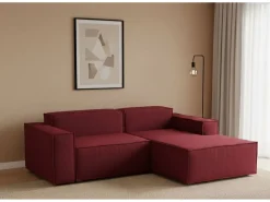 Sofá|Talamo Italia Sofá fixo Dgatta, Sofá modular grande de 2 lugares com península direita, 100% Fabricado na Itália, Sofá de tecido moderno, 240x170h70 cm, Vermelho