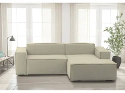 Sofá*Talamo Italia Sofá fixo Dgatta, Sofá modular grande de 2 lugares com península direita, 100% Fabricado na Itália, Sofá de tecido moderno, 240x170h70 cm, Bege
