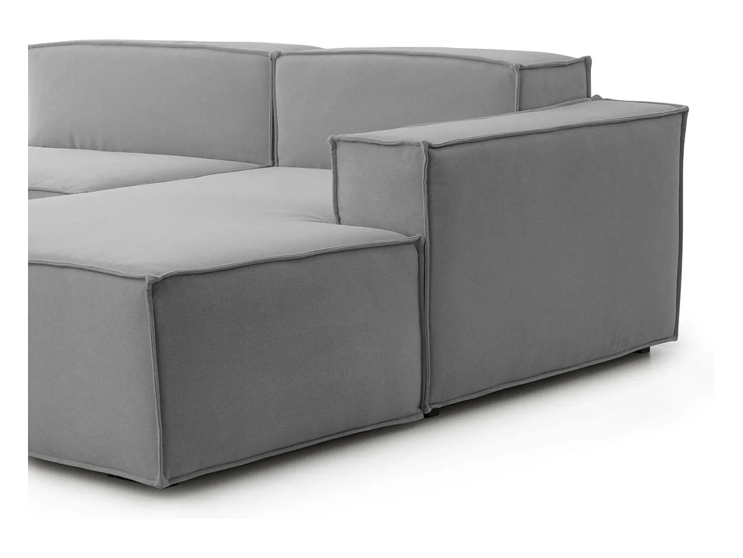 Talamo Italia Sofá fixo Dgatta, Sofá modular grande de 2 lugares com península direita, 100% Fabricado na Itália, Sofá de tecido moderno, 240x170h70 cm, Cinza^ Sofá