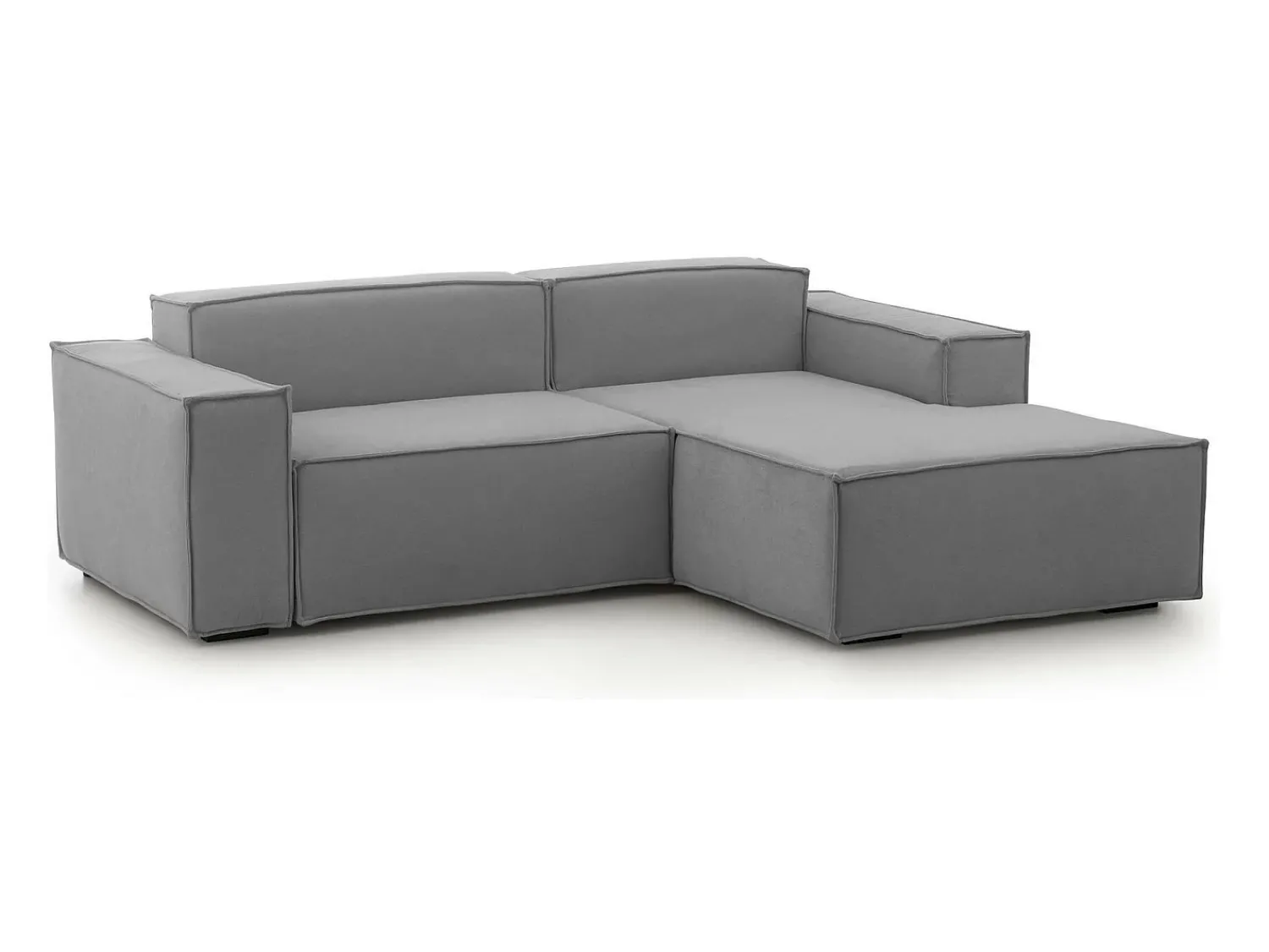 Talamo Italia Sofá fixo Dgatta, Sofá modular grande de 2 lugares com península direita, 100% Fabricado na Itália, Sofá de tecido moderno, 240x170h70 cm, Cinza^ Sofá