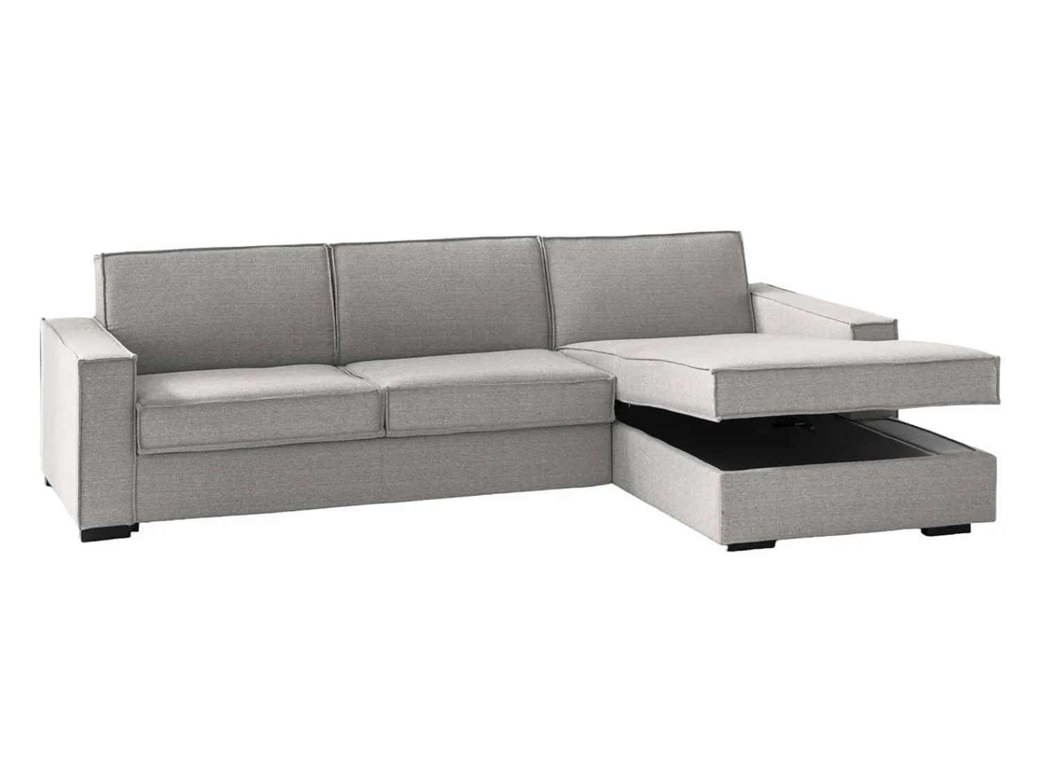 Sofá*Talamo Italia Sofá fixo Dgodea, Sofá de canto, 100% Fabricado na Itália, Sofá da sala com península direita, com braços finos, 260x95h90 cm, Cinza Cinzento